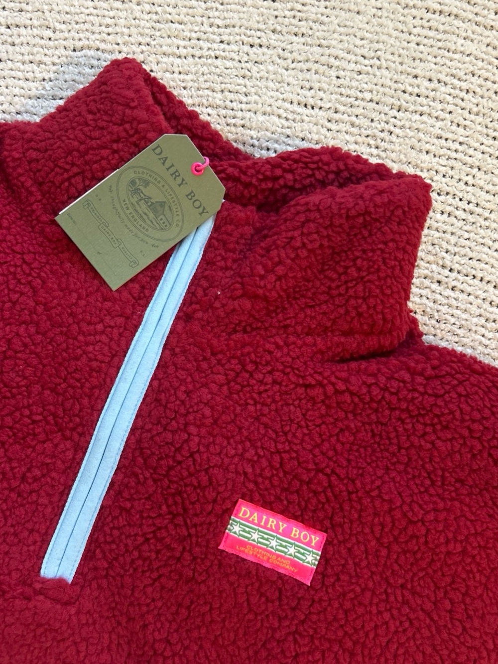 Dairy Boy Red Fleece Jacket in Cranberry 🍎 Size XS/S